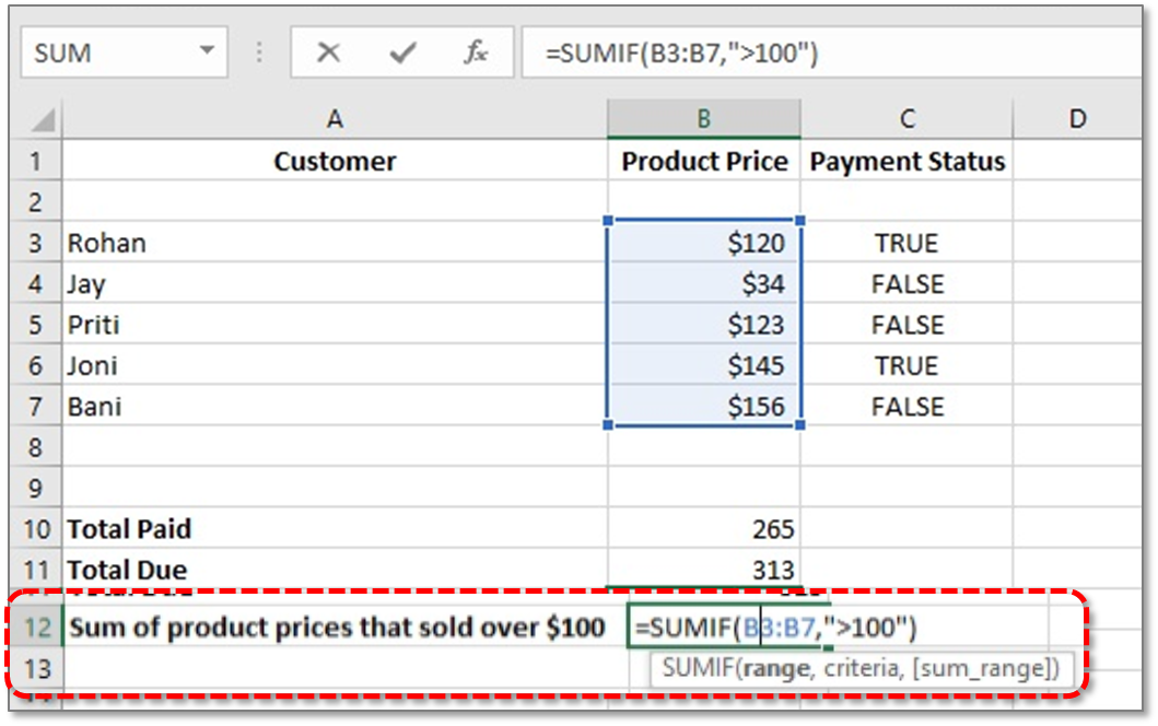 Use Sumif Function In Excel Sumifrange Criteria Sumrange With Example 8931