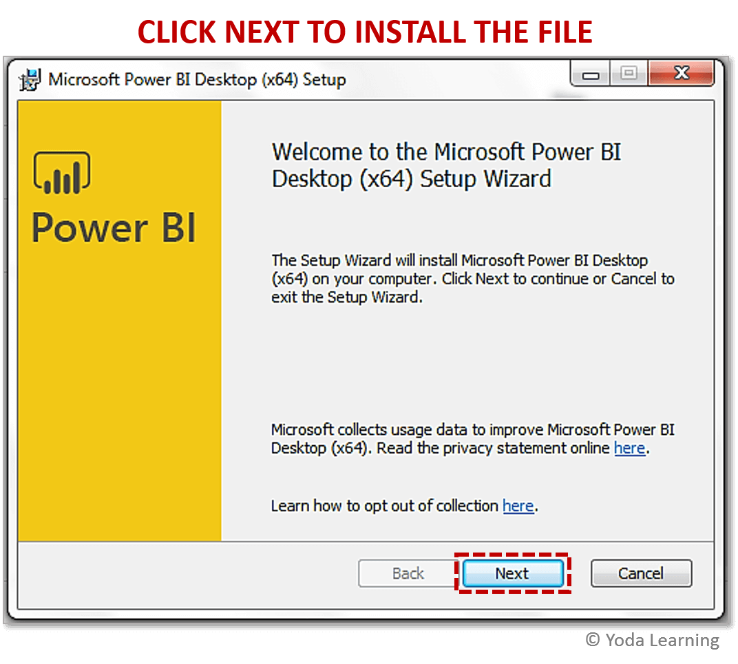 Janela Configuração do Power BI Desktop