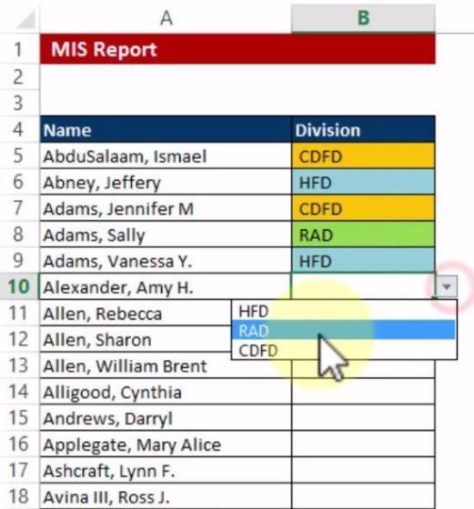 Excel Drop Down List With Color Formatting