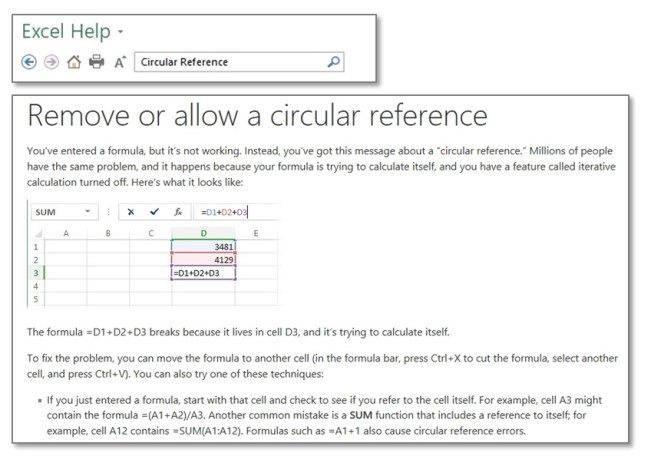 excel circular reference warning wrong