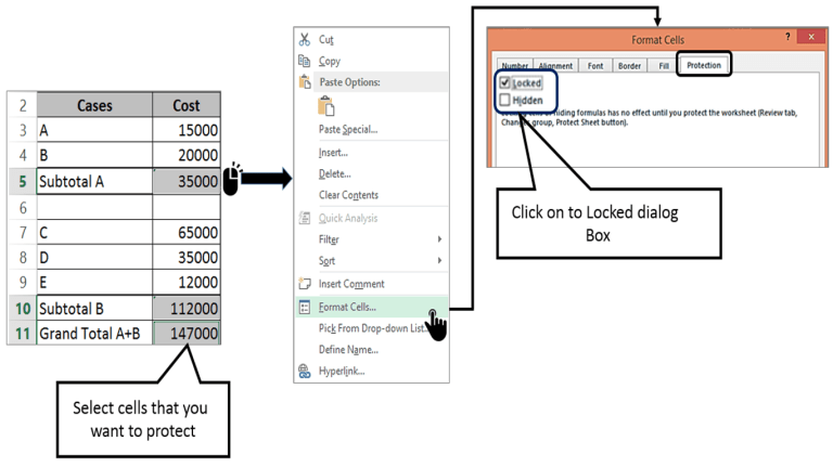 how to lock certain cells in excel mac