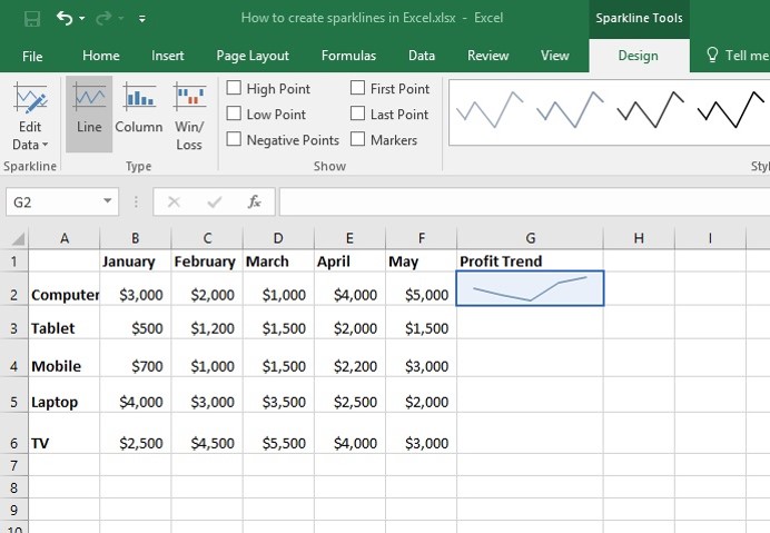 Спарклайны в excel что это