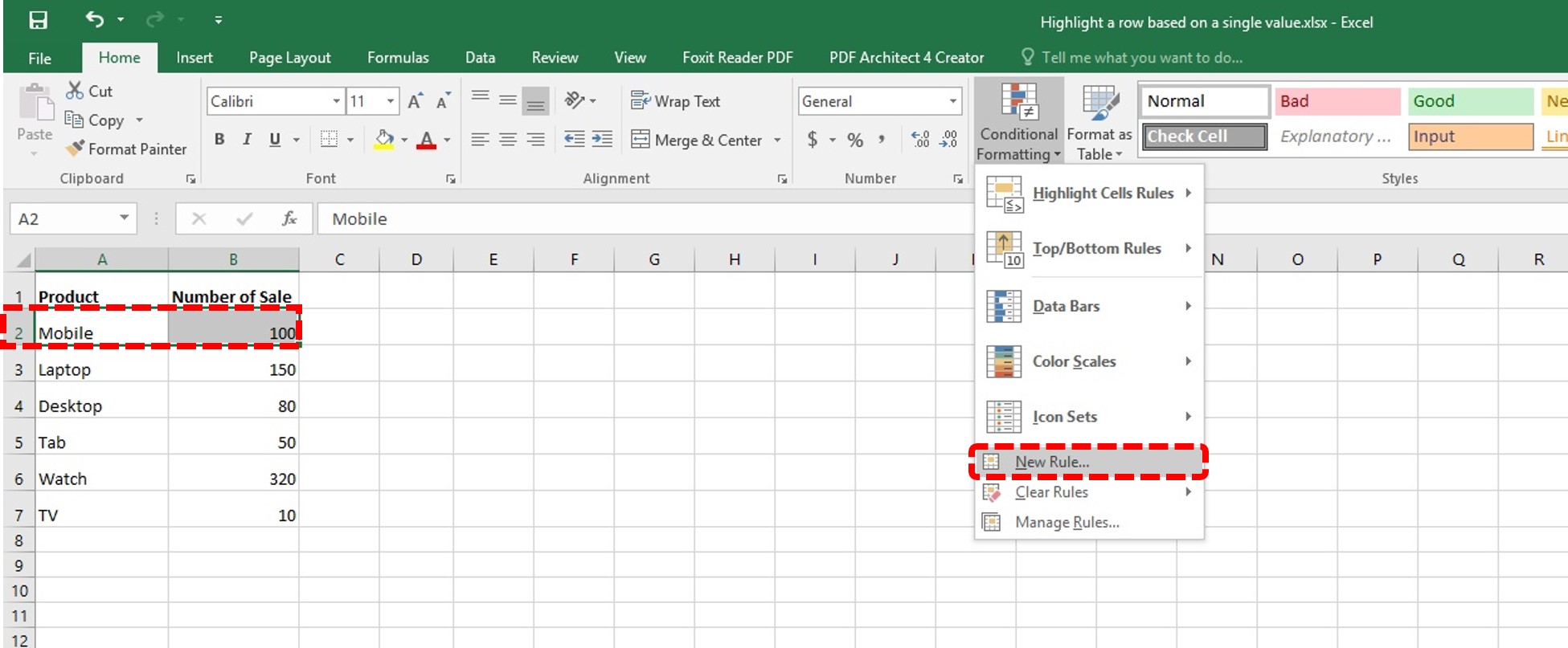 Highlight Row Based On Cell Value | Number Conditional Formula