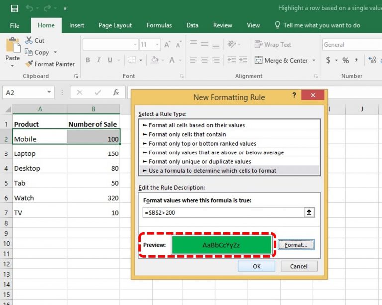 Highlight Row Based On Cell Value | Number Conditional Formula