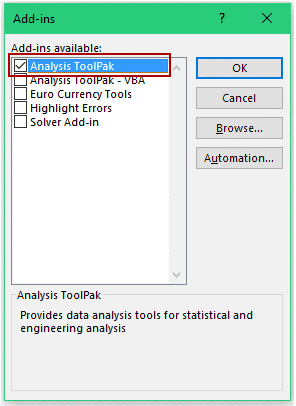 Analytics ToolPak