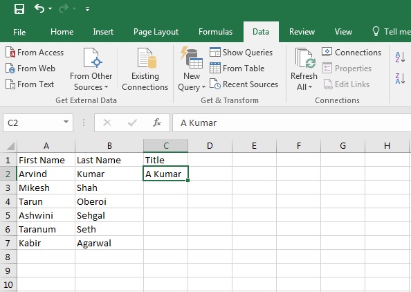 how to use flash fill in excel