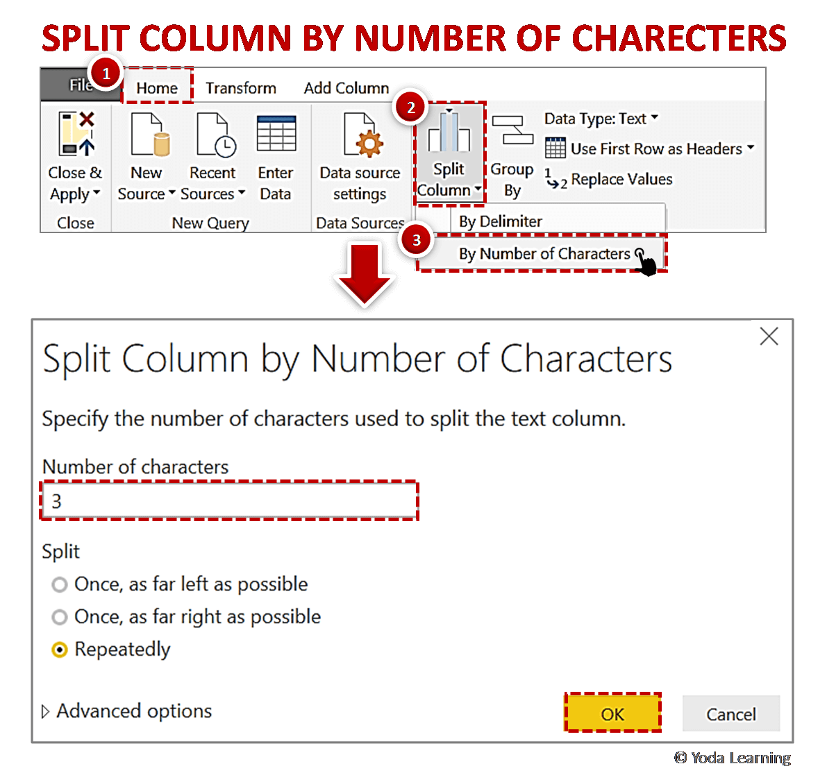  SPLIT COLUMN BY NUMBER OF CHARACTERS