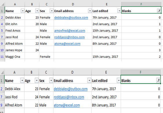 How to remove blank rows the countblank function yodalearning