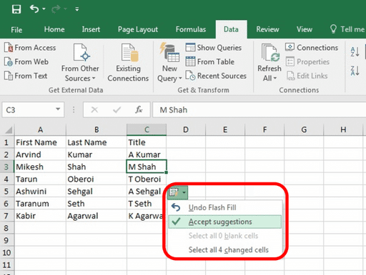 flash fill in excel 2016 for mac