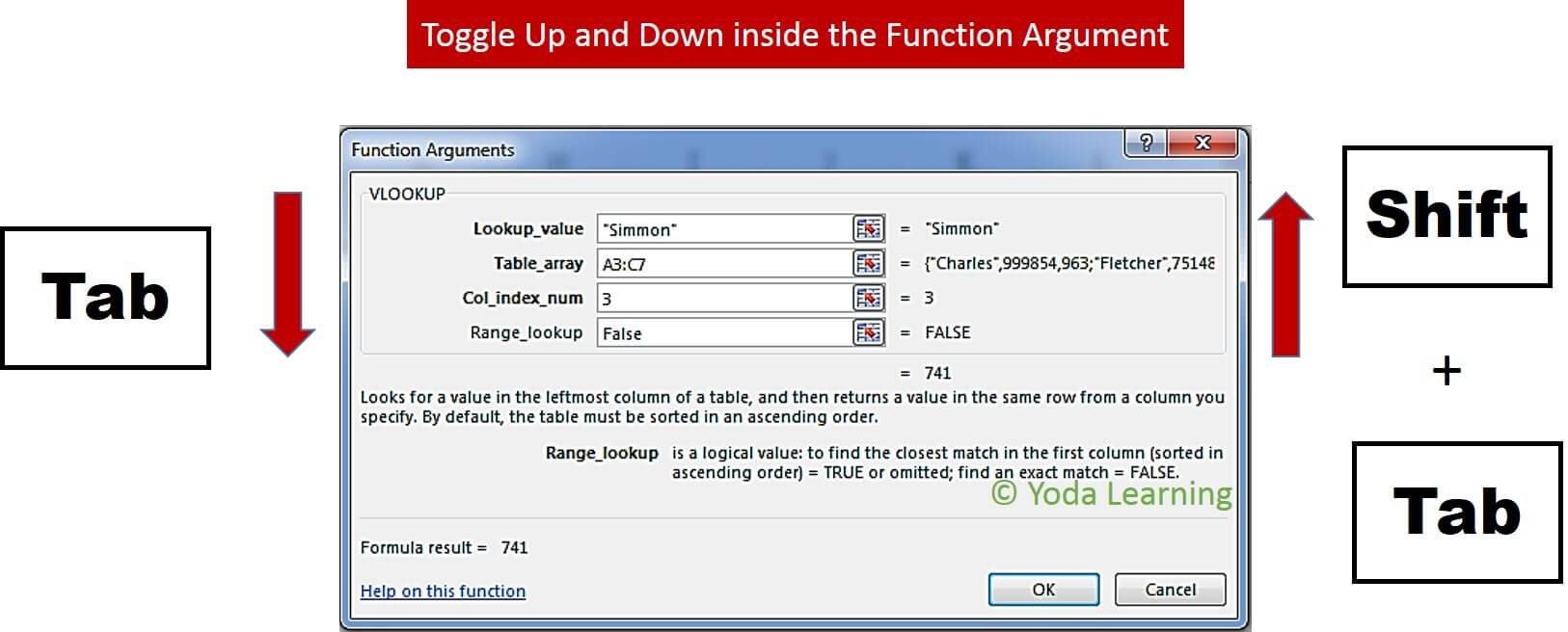 Toggle Up and Down inside the Function Argument